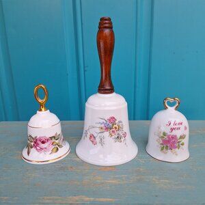 Vintage Bells Porcelain Pink Roses England W Germany Gifts for Mom Mothers Day 3